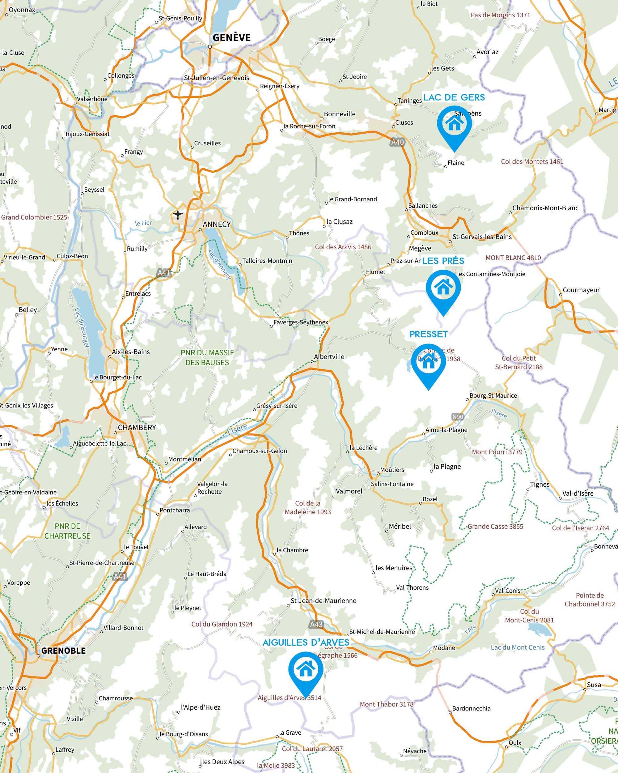 Carte des stages splitboard dans les Alpes